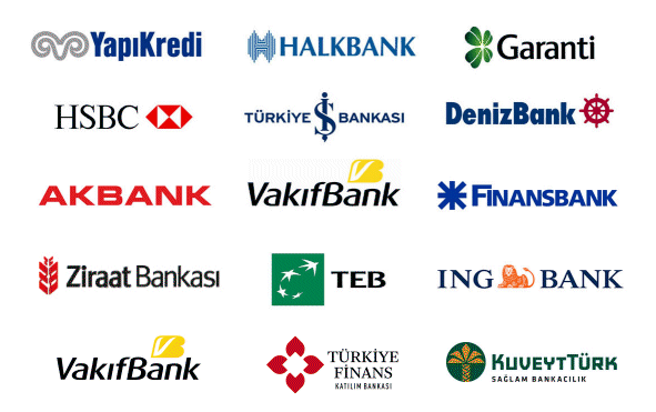 Töreci Makine Ticaret - İş Bankası - Yapı Kredi - Garanti - HSBC - DenizBank - Akbank - Vakıfbank - Finansbank - TEB - ING Bank